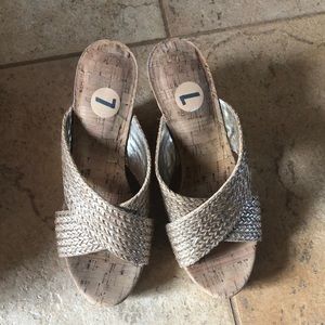 Nine West Gold Braided Wedge